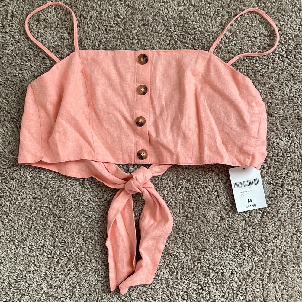 NEW Forever 21 Pink Tie Crop Top